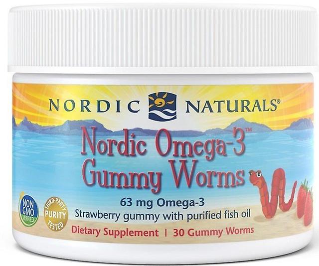 Nordic Naturals Gummy Worms Omega-3 Strawberry 63 mg 30 Worms 230 gr on Productcaster.