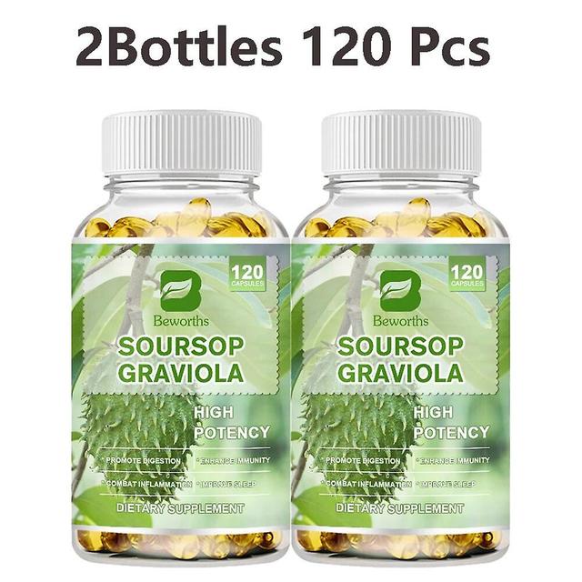 Eccpp Organic Soursop Graviola Leaves For Cell Support,regeneration,stress Relief,immune Enhancement Herbal Plant Essence 2bottles 120pcs on Productcaster.