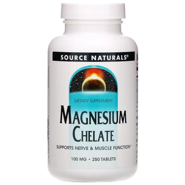 Source Naturals Källa Naturals, Magnesium kelat, 100 mg, 250 Tabletter on Productcaster.