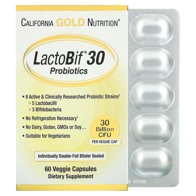 California Gold Nutrition, LactoBif Probiotics, 30 Billion CFU, 60 Veggie Capsules on Productcaster.