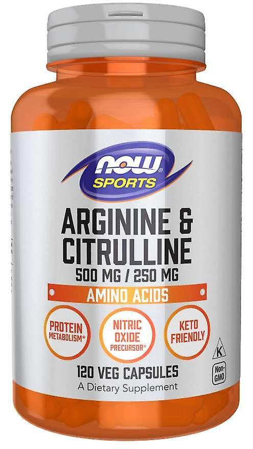 NOW Foods Nå Foods Arginine + Citrullin 500 mg & 250 mg med 120 vegetabilske kapsler 733739000378 on Productcaster.