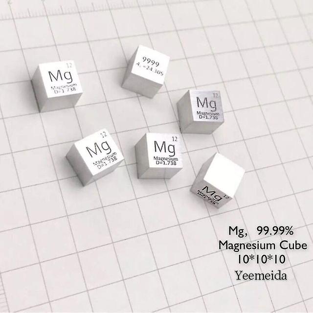 Santic 99.99% High Purity Mg Magnesium Metal 1.64g Carved Element Periodic Table 10mm Cube on Productcaster.