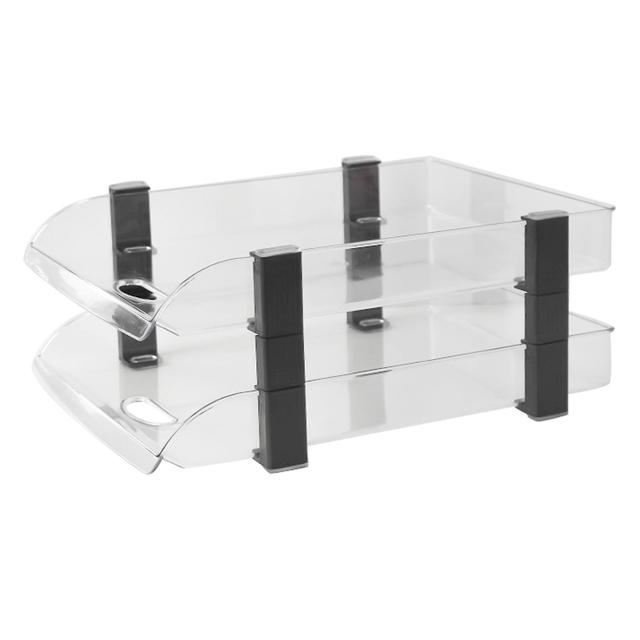 Classeur de bureau Bac à lettres en couches Rack de documents classifiés Rack de stockage de bureau en acrylique Transparent 2 couches 280x372x144mm on Productcaster.