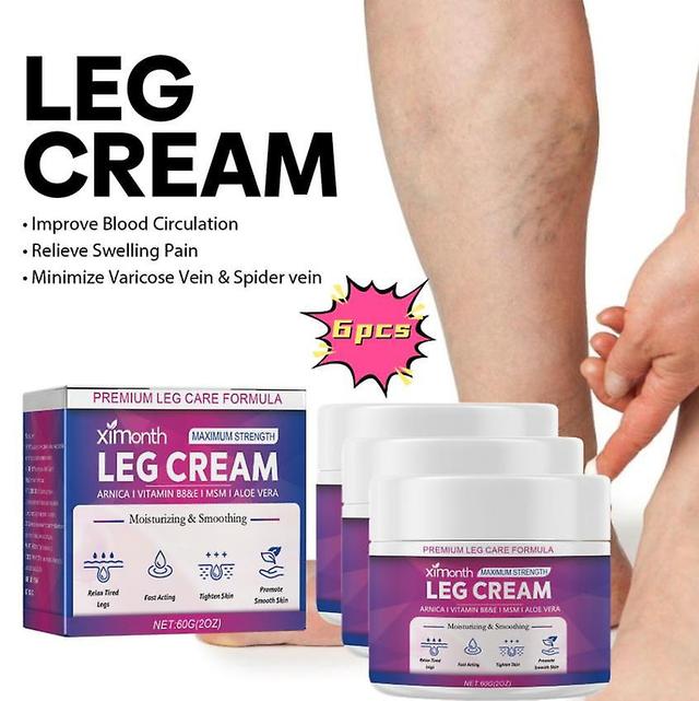 Ximonth Leg Care Cream Verlicht pijn en zwelling in de benen, herstelt uitstulpingen in de benen en spataderen verzorgingscrème Massage Oil1PCS) 6PCS on Productcaster.