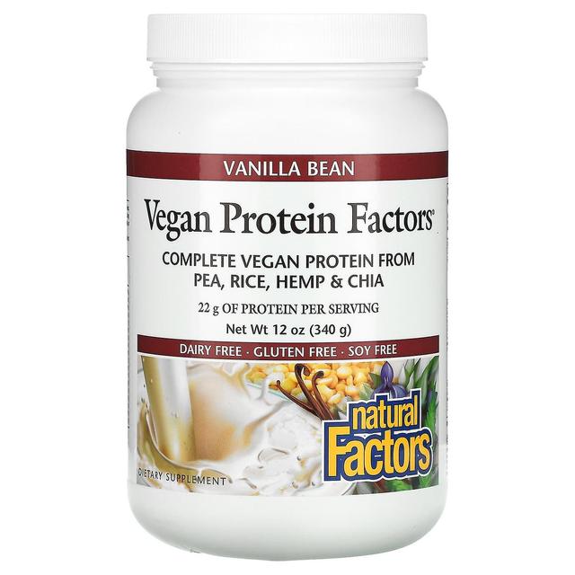 Natural Factors Naturlige faktorer, Veganske proteinfaktorer, Vaniljestang, 12 oz (340 g) on Productcaster.