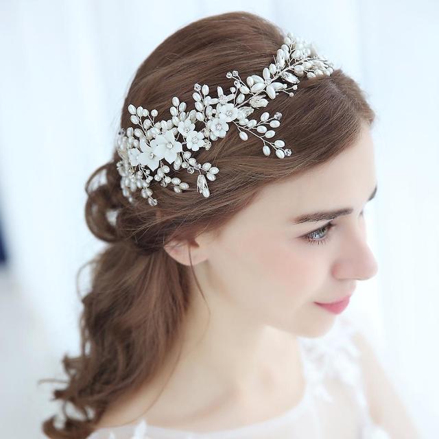 Dewenwils Dww-Blanc#F Mariage Cristal Cheveux Vignes Fleur Feuille Headpieces Accessoires De Cheveux De Mariage Pour La Marie on Productcaster.