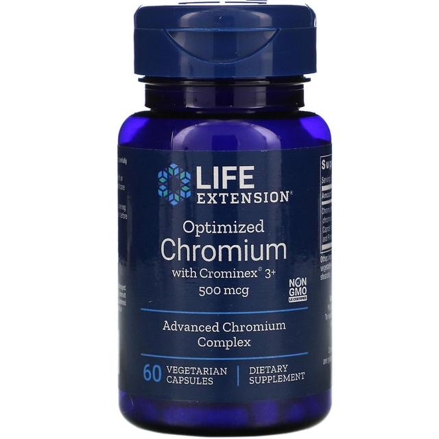 Life Extension, optimoitu kromi Crominex 3+: lla, 500 mcg, 60 kasviskorkkia on Productcaster.