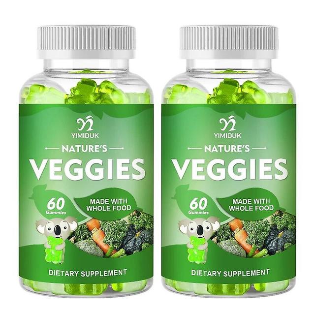 Visgaler Natural Fruit And Veggie Supplement Gummies Vitamins & Minerals 100% Boost Energy Immunity And Gut Health Vegetable 2 Bottles on Productcaster.