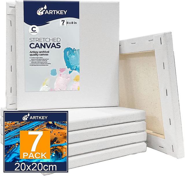 Stretched Canvases For Painting 8x8 Inch 7-pack, 10 Oz Triple Primed Acid-free 100% Cotton Blank Can on Productcaster.