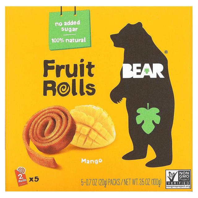 Bear, Fruit Rolls, Mango, 5 Packs, 0.7 oz (20 g) Each on Productcaster.