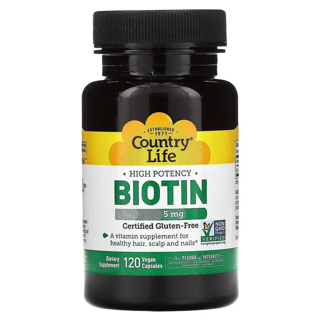 Country Life, High Potency Biotin, 5 mg, 120 Vegan Capsules on Productcaster.