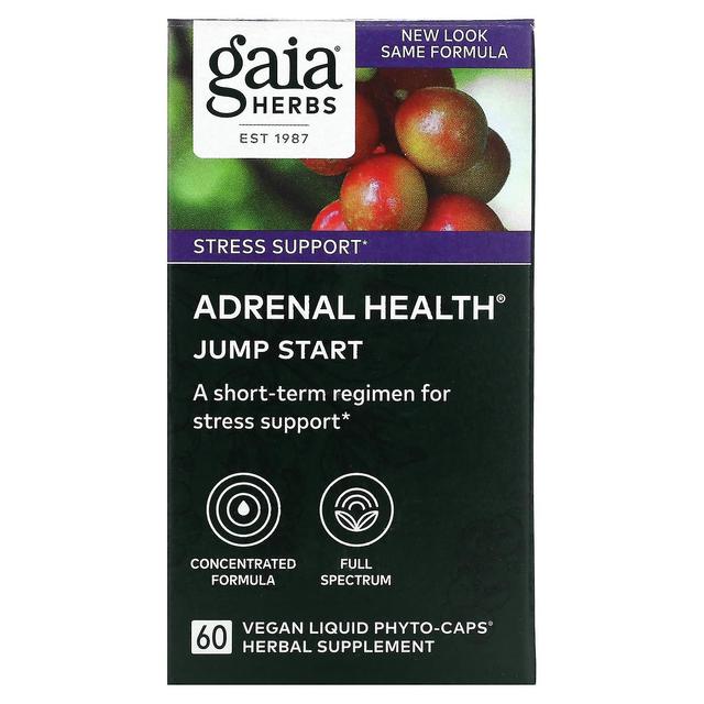 Gaia Herbs, Adrenal Health, Jump Start, 60 Vegan Liquid Phyto-Caps on Productcaster.