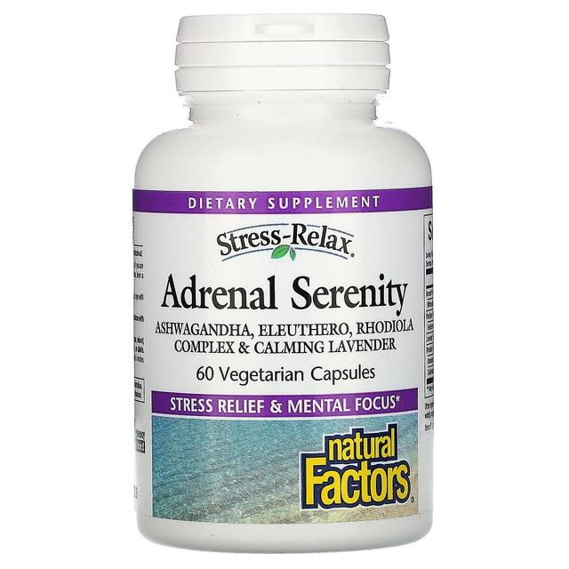 Natural Factors Fatores Naturais, Stress-Relax, Serenidade Adrenal, 60 Cápsulas Vegetarianas on Productcaster.