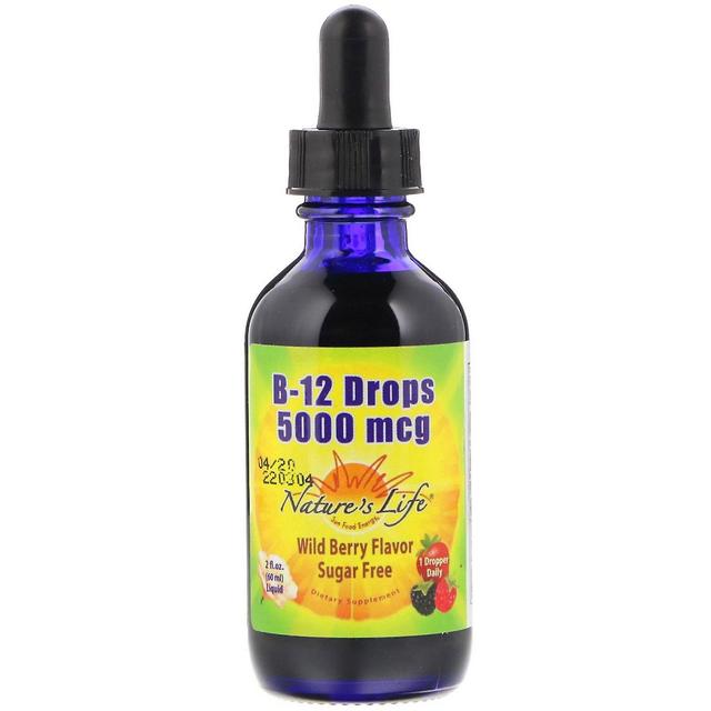 Nature's Life Vida da Natureza, B-12 Gotas, Sabor Wild Berry, 5.000 mcg, 2 fl oz (60 ml) on Productcaster.