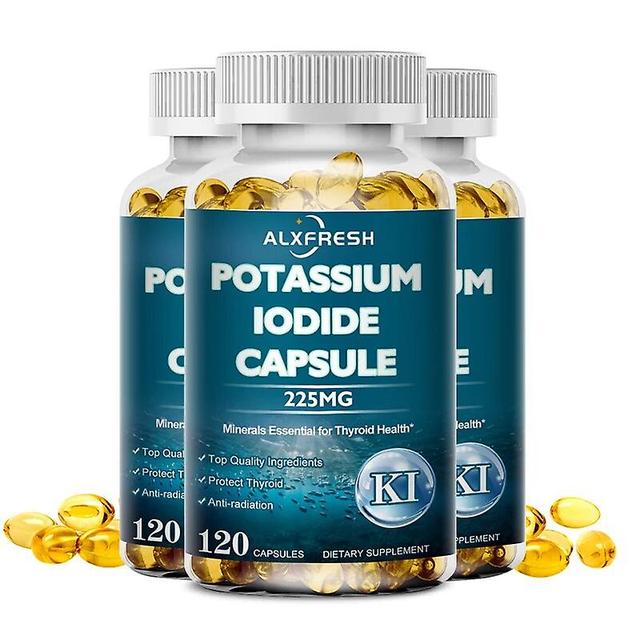 Eccpp 5x Kaliumjodid Tillägg 225 Mg Kost Sköldkörtelstöd Skyddsmedel Ki Jod Tabletter Vitamin Optimum Kalium 3X flaska 120pcs on Productcaster.