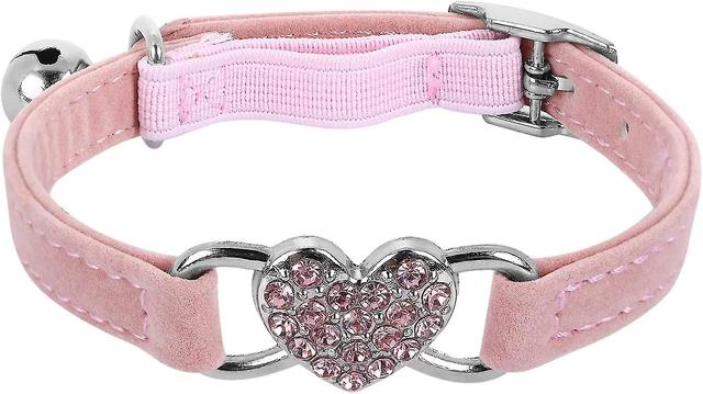 Rose-Collier pour chat en forme de cur avec ceinture de scurit et clochette en strass pour chaton et petit chien on Productcaster.