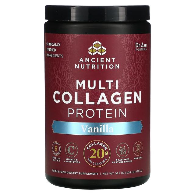 Dr. Axe / Ancient Nutrition Dr. Machado / Nutrição Antiga, Proteína Multi Colágeno, Baunilha, 1,04 lb (472,5 g) on Productcaster.