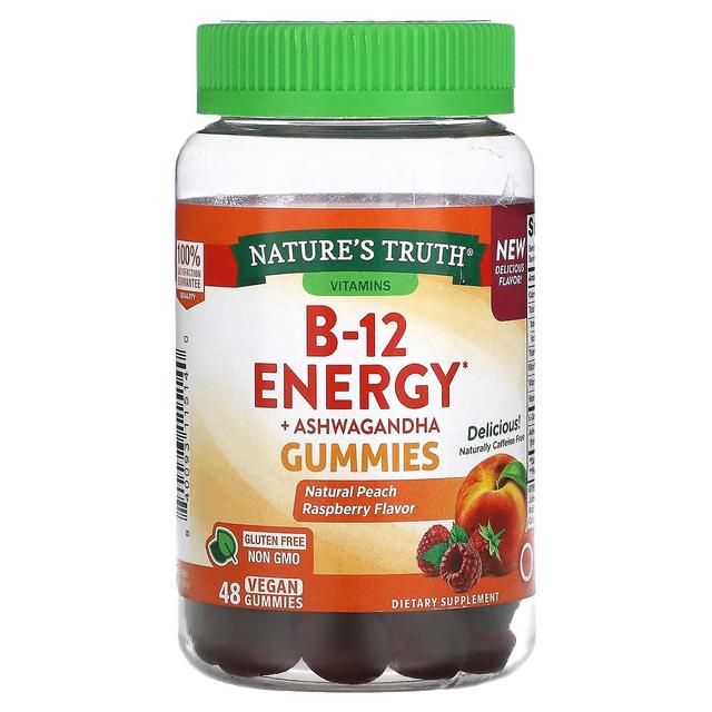 Nature's Truth, B-12 Energy + Ashwagandha Gummies, Natural Peach Raspberry, 48 Vegan Gummies on Productcaster.