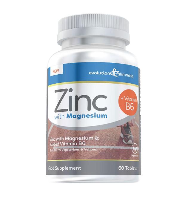 Compresse di zinco con magnesio e vitamina B6, adatto per vegani e vegetariani - 60 compresse - Supplemento vitaminico - Evolution Slimming on Productcaster.