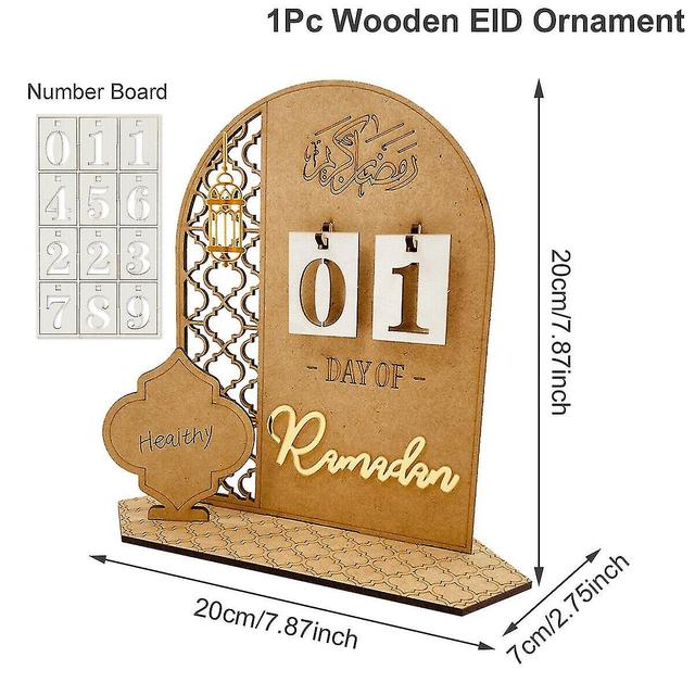 Ramadan Countdown Calendar Eid Mubarak Wooden Ornament 2023 Ramadan Decoration -sz.7892 on Productcaster.