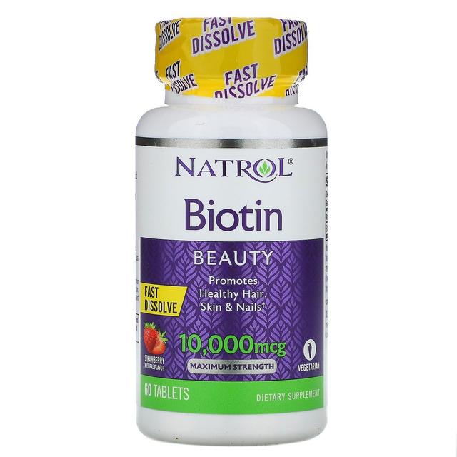 Natrol, Biotine, Maximale Sterkte, Aardbei, 10.000 mcg, 60 Tabletten on Productcaster.