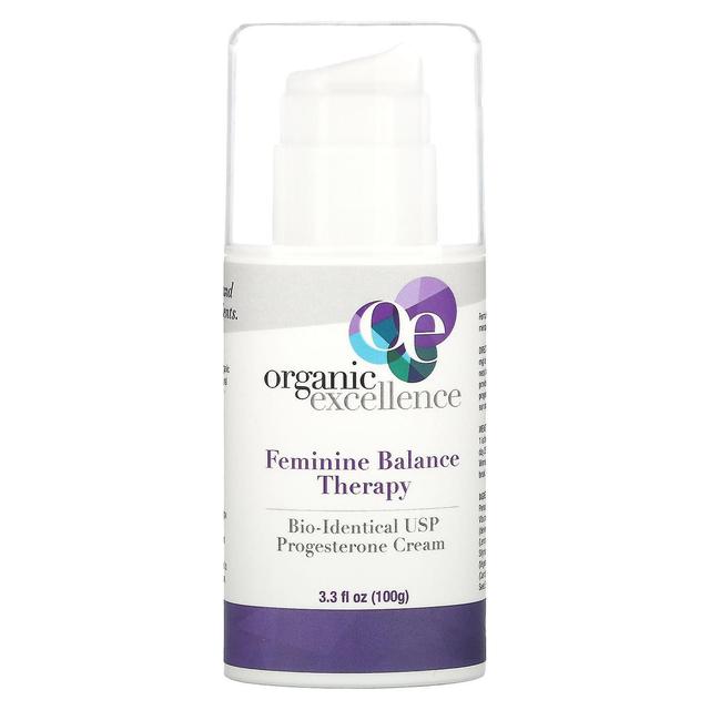 Organic Excellence Excelência Orgânica, Terapia de Equilíbrio Feminino, Creme de Progesterona USP Bio-Idêntico, 3,3 fl oz (100 g on Productcaster.