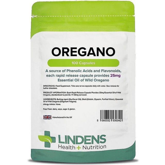 Óleo de Orégano Lindens 25mg Cápsulas 100 (342) on Productcaster.