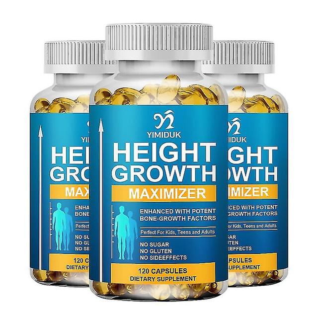 Højde vækst kapsler Maximizer fremme knoglevækst og sundhed calcium vitaminer få højere supplement 3 flasker 120pcs on Productcaster.