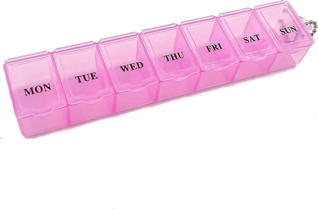 Yuheng Pill Box Organiser, 7-Day 1 Times a Day Medicine Storage Case, Weekly Tablet Pills Container for Vitamins, Supplements Pink on Productcaster.