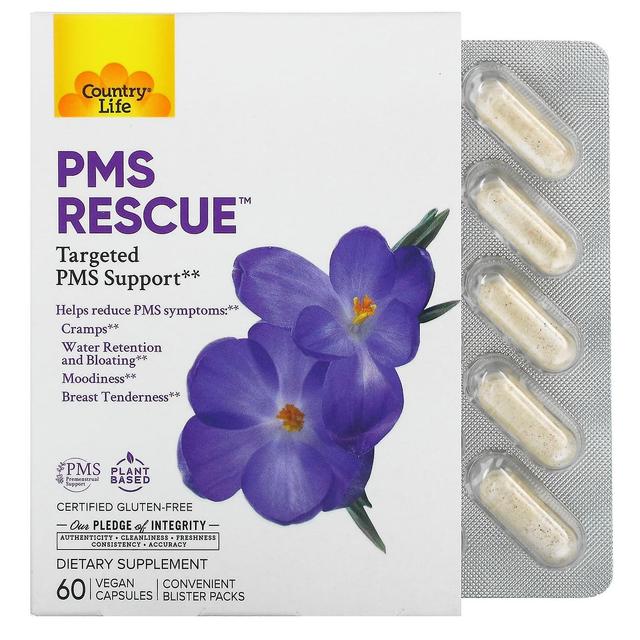 Country Life, PMS Rescue, Targeted PMS Support, 60 Vegan Capsules on Productcaster.