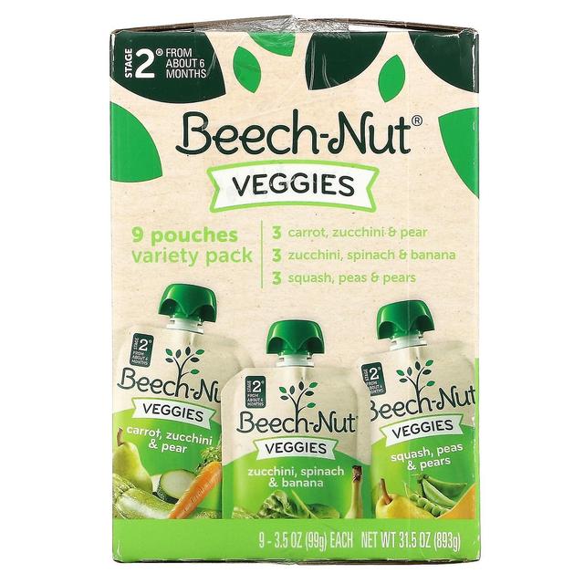 Beech-Nut, Veggies, 6+ Months, Variety Pack, 9 Pouches, 3.5 oz (99 g) Each on Productcaster.