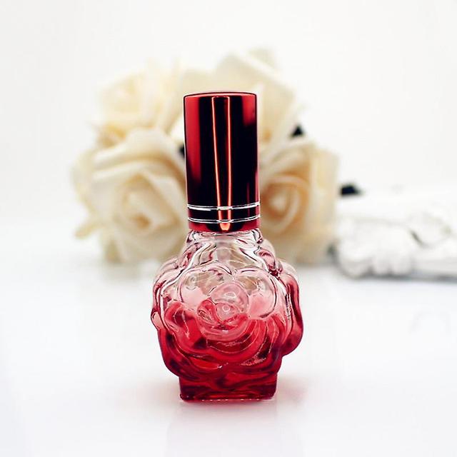 1pc 10ml Colorful Rose Shaped Empty Glass Perfume Bottle Small Sample Portable Parfume Refillable Scent Sprayer Bottle Red on Productcaster.