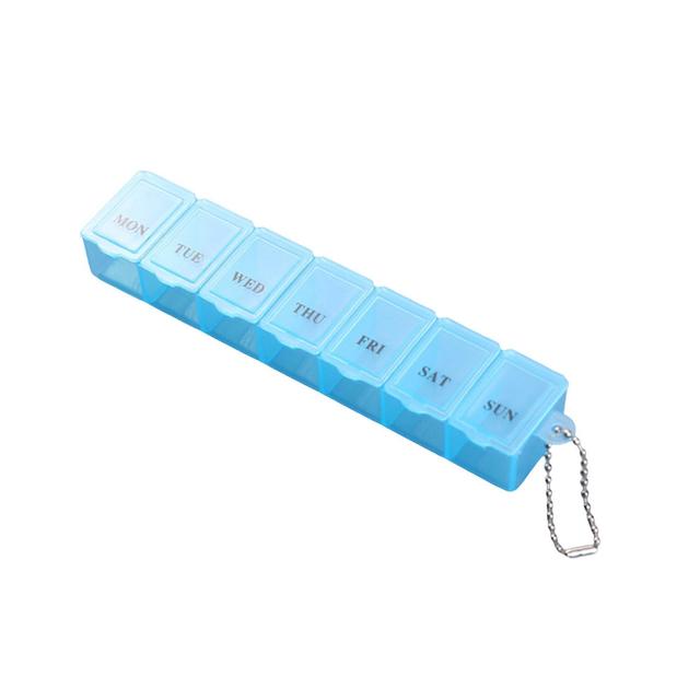 Pill Box Transparent Dustproof Carry Easily Good Sealing High Durability Store Pills PP Material 7 G Blue on Productcaster.