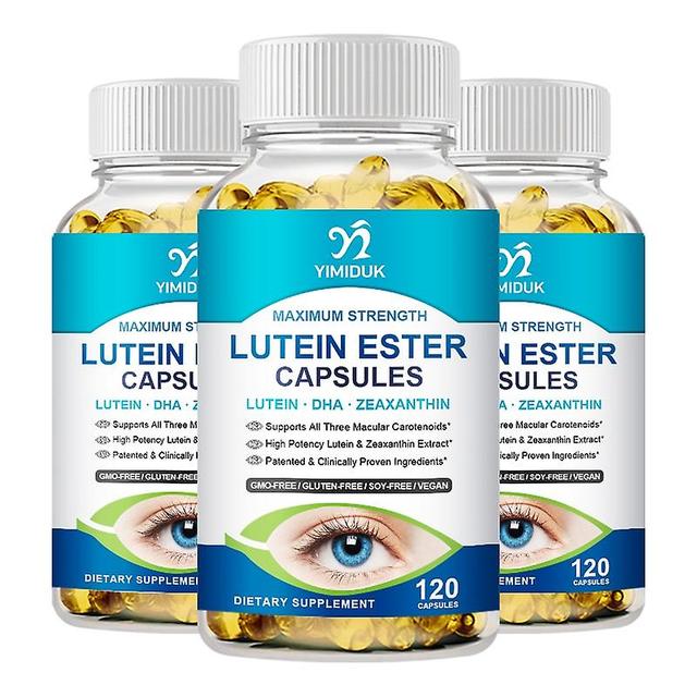 Eccpp Lutein Ester Capsules Contains Zinc, Vitamins C, E, Zeaxanthin Helps Protect Eye Health Reduce Eye Strain Vision Care 3 Bottles 120PCS on Productcaster.