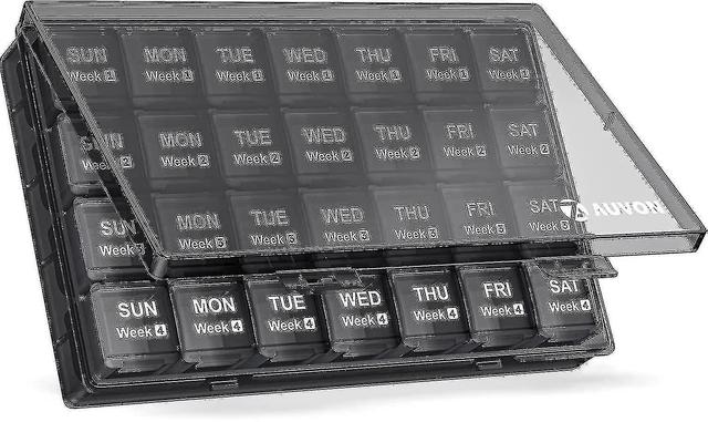 Monthly Pill Organizer Box Organized By Week, One Month 4 Weeks Pill Cases With Dust-proof Container To Hold Vitamins, Supplements, Fish Oils For Trav on Productcaster.