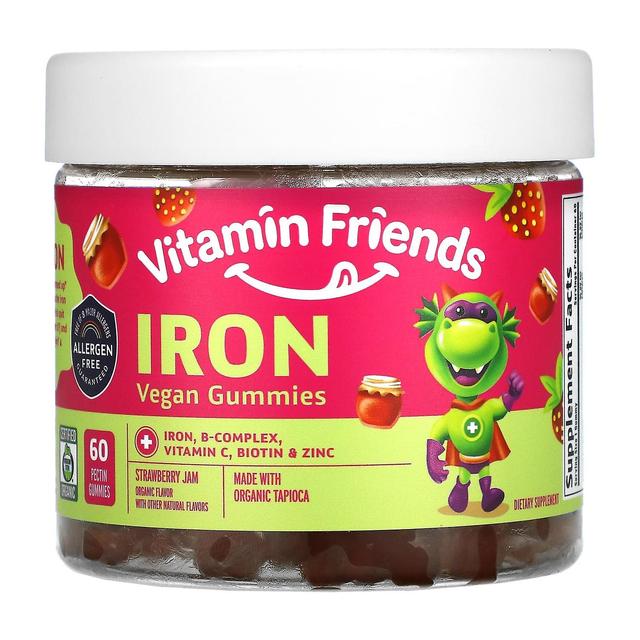 Vitamin Friends Amigos de Vitamina, Gummies Veganos de Ferro, Geleia de Morango, 60 Gummies de Pectina on Productcaster.