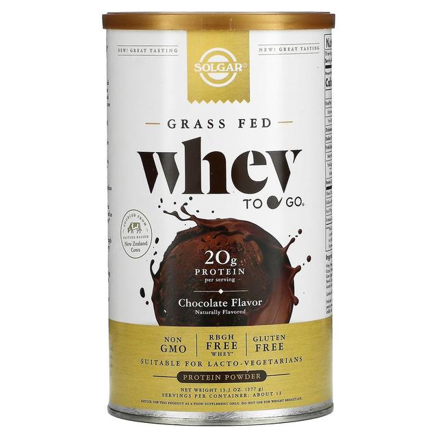 Solgar, Grass Fed Whey To Go, Whey Protein Powder, Chocolate, 13.2 oz (377 g) on Productcaster.