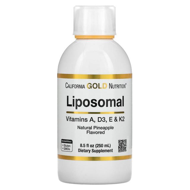 California Gold Nutrition, Liposomal Vitamin A, D3, E & K2, Pineapple Flavor, 8.5 fl oz (250 ml) on Productcaster.