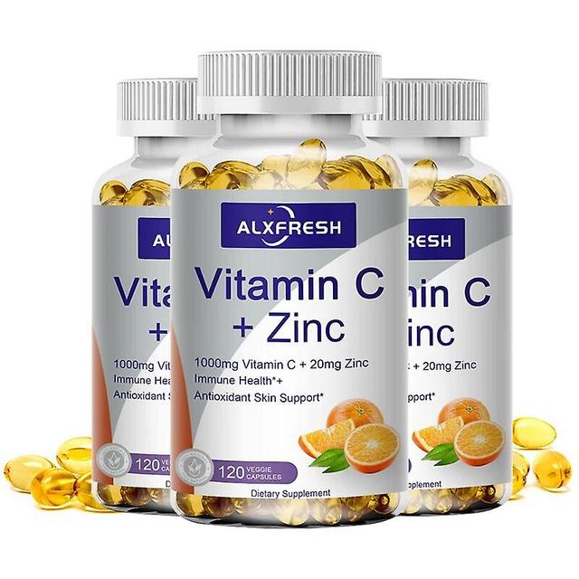 Visgaler Alxfresh 120pcs Organic Vitamin C+zinc Capsules Supplements Antioxidant Immune Pigmentation Support Anti-wrinkle Whitening Skin 3X Bottles... on Productcaster.