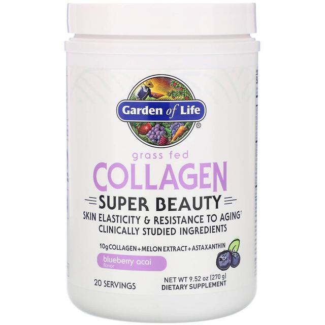 Garden of Life Giardino della vita, Collagene nutrito con erba, Super Bellezza, Blueberry Acai, 9.52 oz (270 g) on Productcaster.