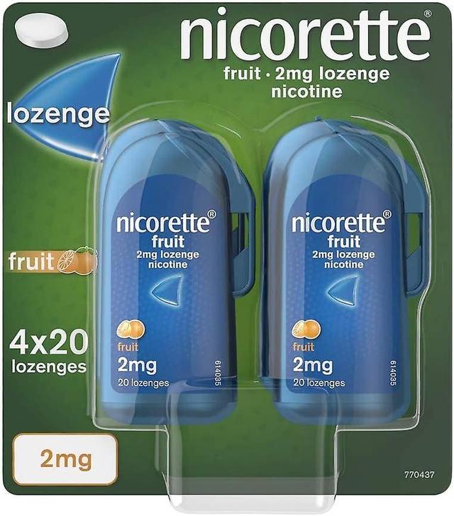 Nicorette Fruit 2 mg Lozenge-4 x 20 Nicotine Lozenges - Quit Smoking Aid on Productcaster.