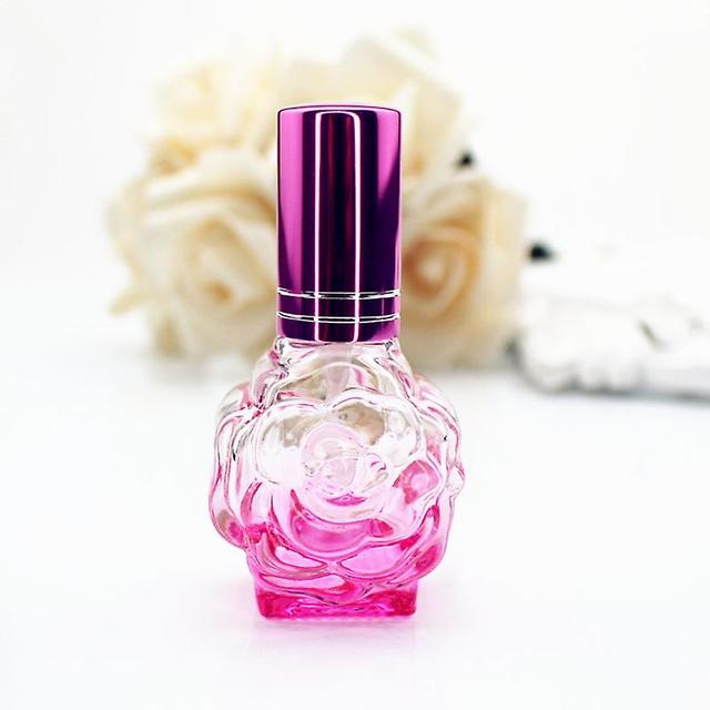 1pc 10ml Colorful Rose Shaped Empty Glass Perfume Bottle Small Sample Portable Parfume Refillable Scent Sprayer Bottle Pink on Productcaster.