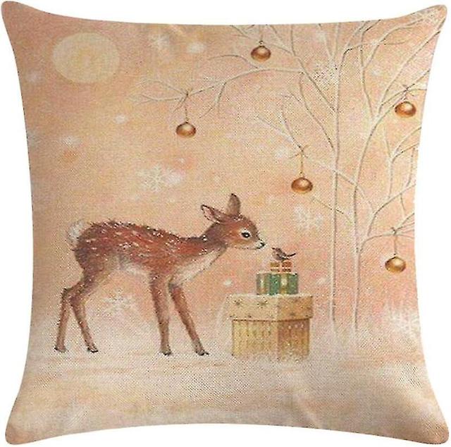 Coton Lin Housse De Coussin Impression Nol 45x45cm Taie D'oreiller Cerf Bonhomme De Neige Imprim Canap Oreiller Lin Couverture D'oreiller Maison De Vo on Productcaster.