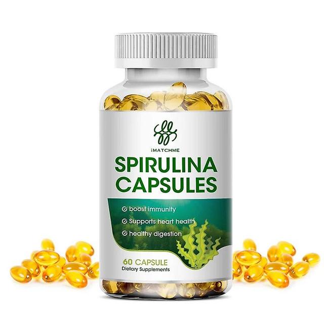 Vegan Spirulina Capsules, Lower Blood Pressure And Blood Sugar, Improve Immunity, Supplement Calcium, Iron, Zinc And Magnesiumhuamade Huamade 60pcs on Productcaster.