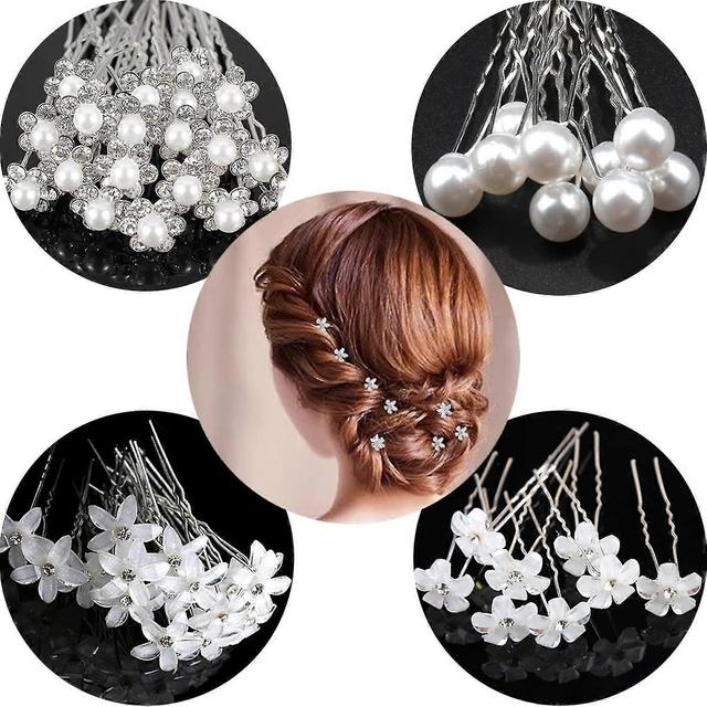 80Pcs pingles Cheveux De Marie, pingles Cheveux De Perle De Mariage Perle Fleur Cristal Strass Pinces Cheveux Demoiselle D'honneur Cheveux Acce on Productcaster.