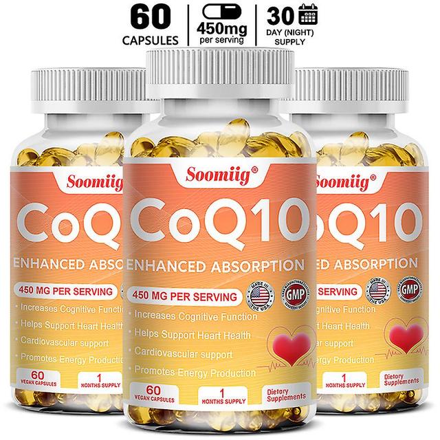 Vorallme Coenzyme Q10 Capsules Coenzyme Q10 Heart Cardiovascular Health Support Liver Detoxification Relieve Fatigue Stress 60 count-3 bottle on Productcaster.