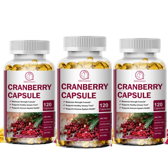 Visgaler Super Cranberry Capsule Supports Kidney Bladder Urinary Tract Health Prevent Urinary Tract Infections Clean The Urethra 3bottle x120pcs on Productcaster.