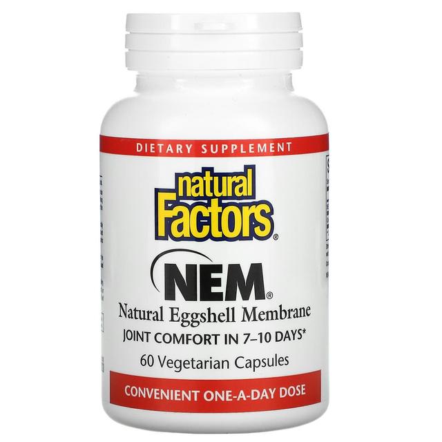 Natural Factors Natuurlijke factoren, NEM, Natuurlijke eierschaal Membraan, 60 Vegetarische Capsules on Productcaster.