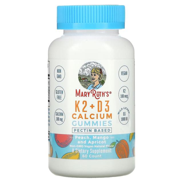 MaryRuth Organics, K2 + D3 Calcium Gummies, Peach, Mango and Apricot, 60 Gummies on Productcaster.