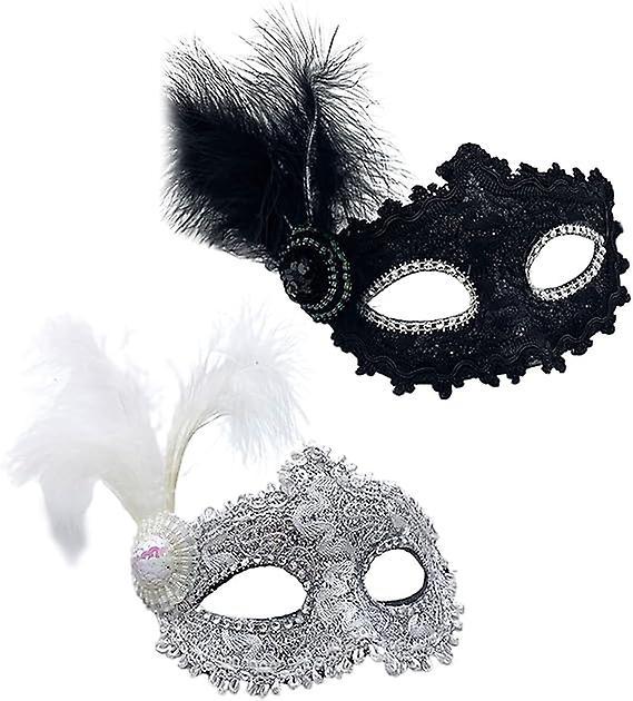 Dewenwils Dww-paquet De 2 Masques Vnitiens En Plumes Pour Femmes Pour Fte, Cosplay, Carnaval, Mascarade on Productcaster.